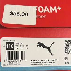 Puma Kids Rebound Layup SL Sneakers - White and Black